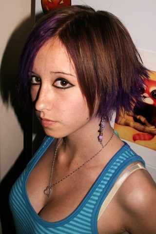 i cut her hair and dyed the under part purple! (im not a hairdresser!)